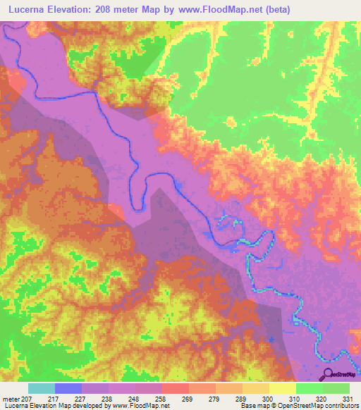 Lucerna,Peru Elevation Map