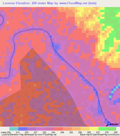 Lucerna,Peru Elevation Map