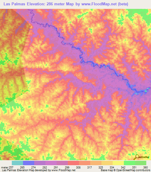 Las Palmas,Peru Elevation Map