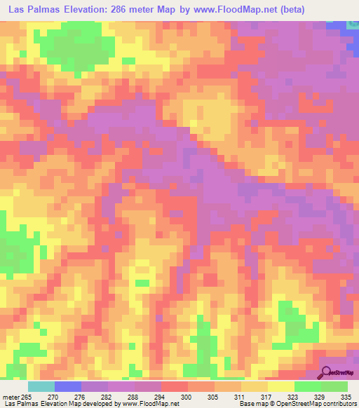 Las Palmas,Peru Elevation Map