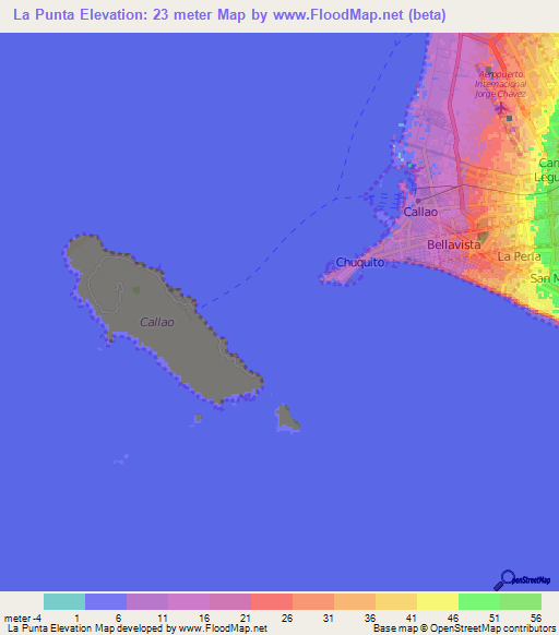 La Punta,Peru Elevation Map