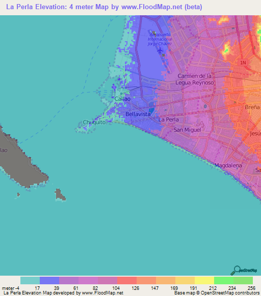 La Perla,Peru Elevation Map