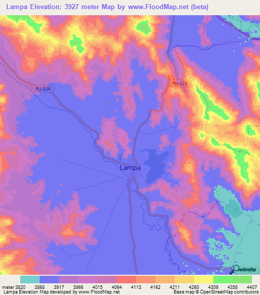 Lampa,Peru Elevation Map