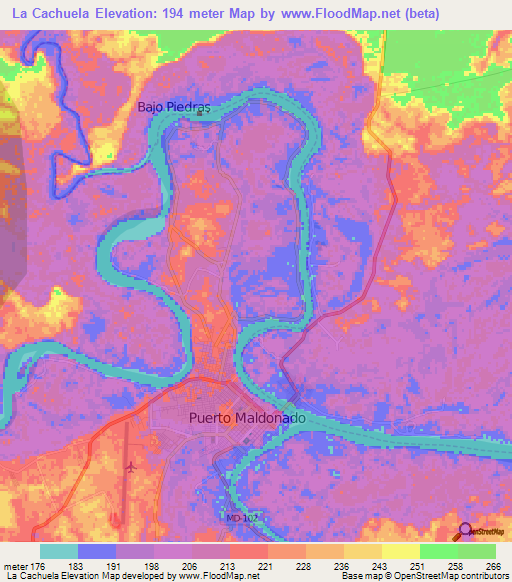 La Cachuela,Peru Elevation Map