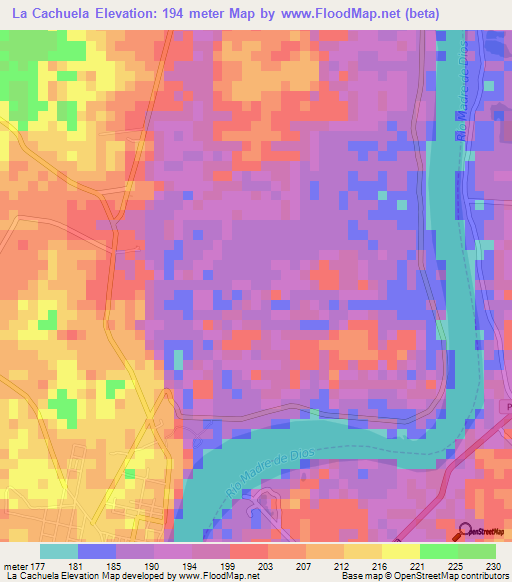 La Cachuela,Peru Elevation Map