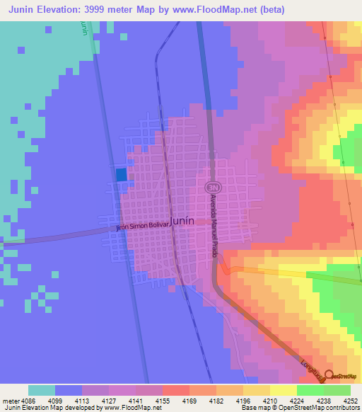 Junin,Peru Elevation Map