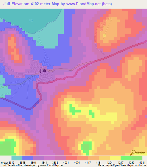 Juli,Peru Elevation Map