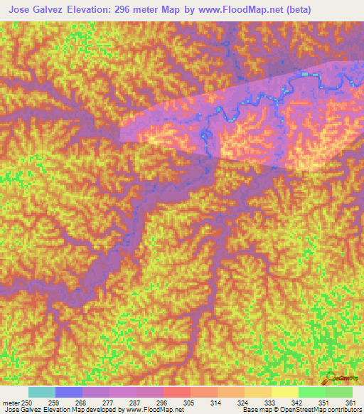 Jose Galvez,Peru Elevation Map