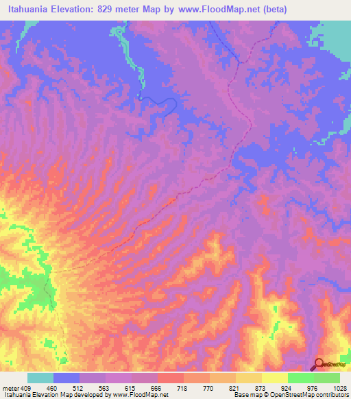 Itahuania,Peru Elevation Map