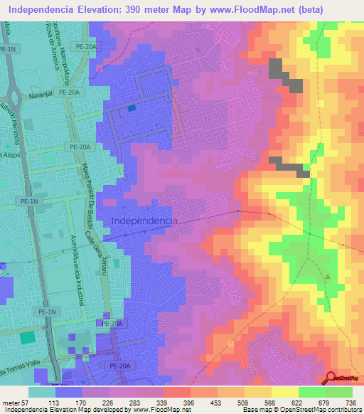 Independencia,Peru Elevation Map