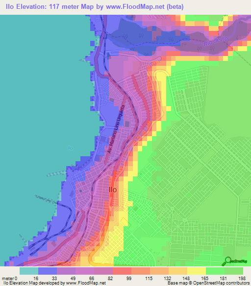 Ilo,Peru Elevation Map