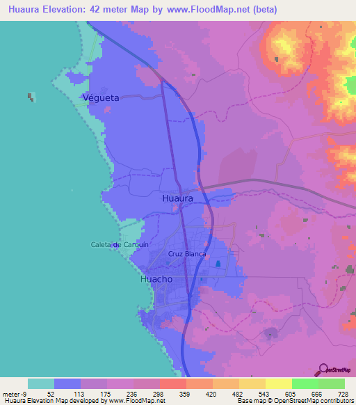 Huaura,Peru Elevation Map