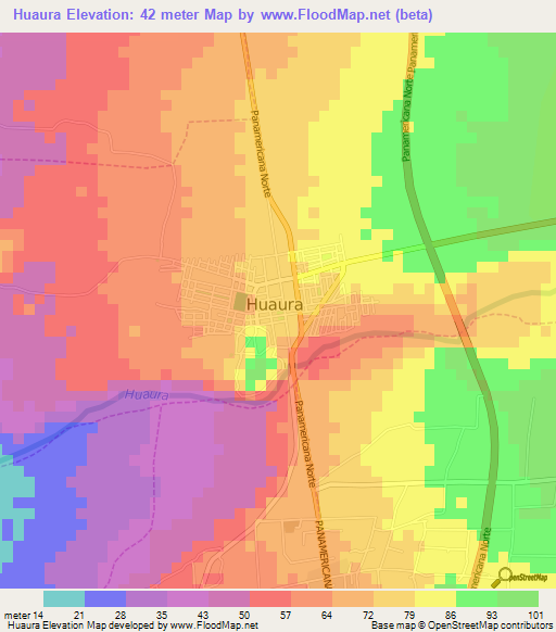 Huaura,Peru Elevation Map