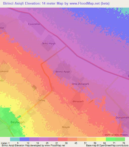 Birinci Asiqli,Azerbaijan Elevation Map