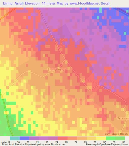 Birinci Asiqli,Azerbaijan Elevation Map