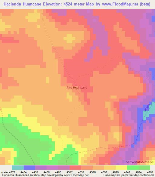 Hacienda Huancane,Peru Elevation Map