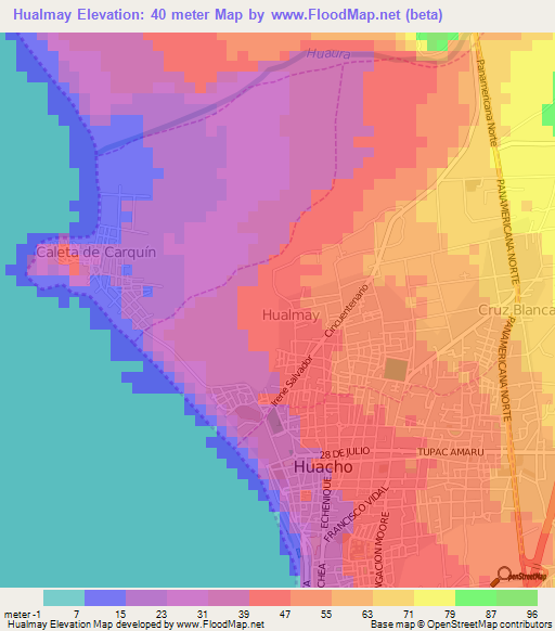 Hualmay,Peru Elevation Map