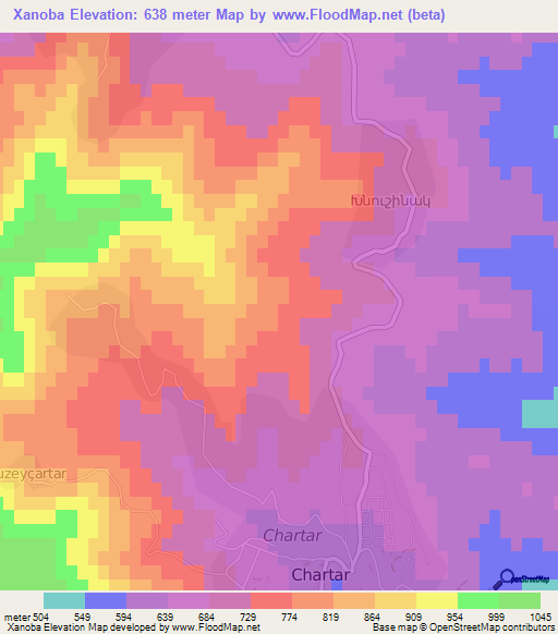 Xanoba,Azerbaijan Elevation Map