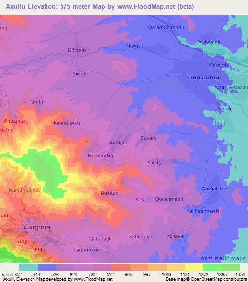 Axullu,Azerbaijan Elevation Map