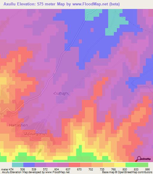 Axullu,Azerbaijan Elevation Map