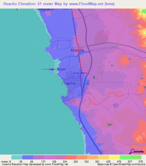 Huacho,Peru Elevation Map