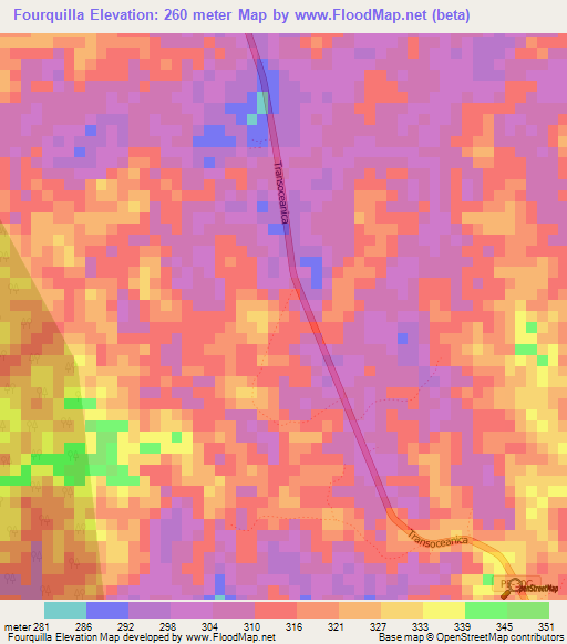 Fourquilla,Peru Elevation Map
