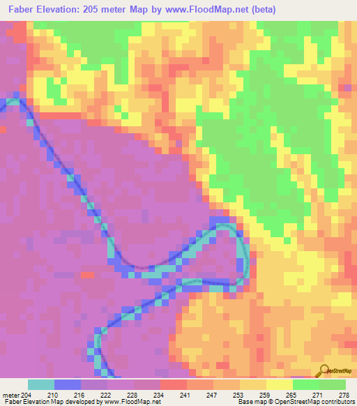 Faber,Peru Elevation Map