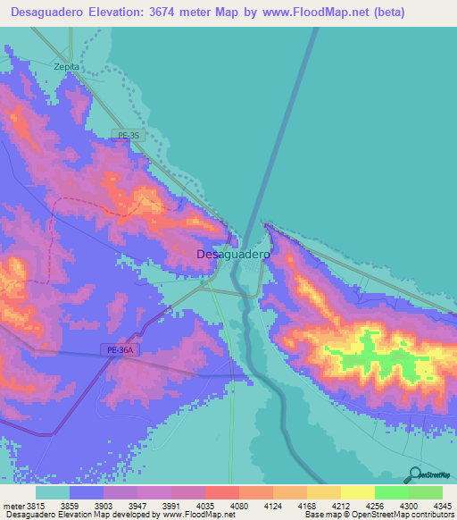 Desaguadero,Peru Elevation Map