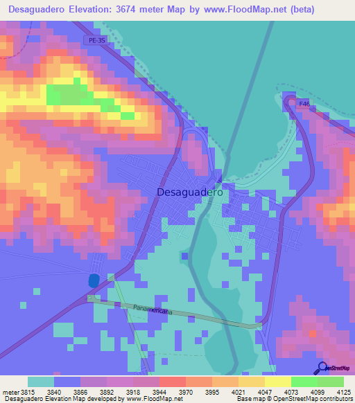 Desaguadero,Peru Elevation Map