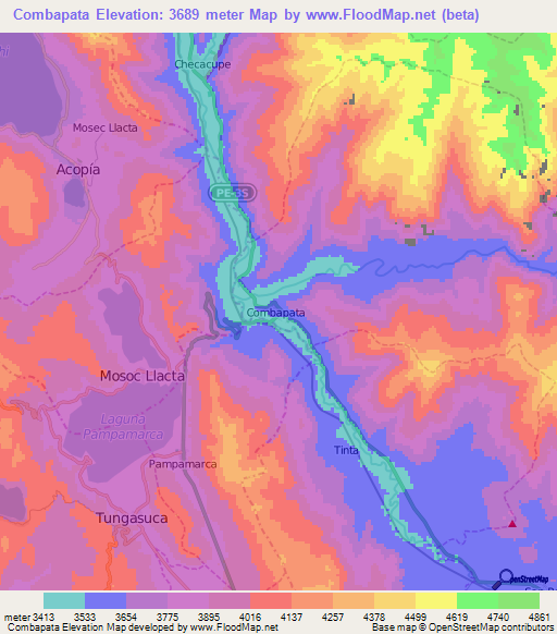 Combapata,Peru Elevation Map