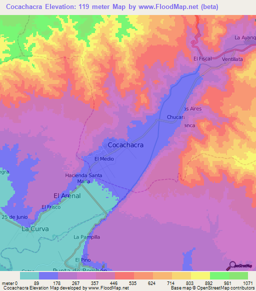 Cocachacra,Peru Elevation Map