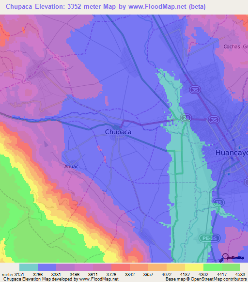 Chupaca,Peru Elevation Map