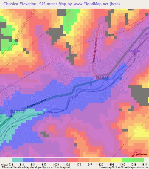 Chosica,Peru Elevation Map