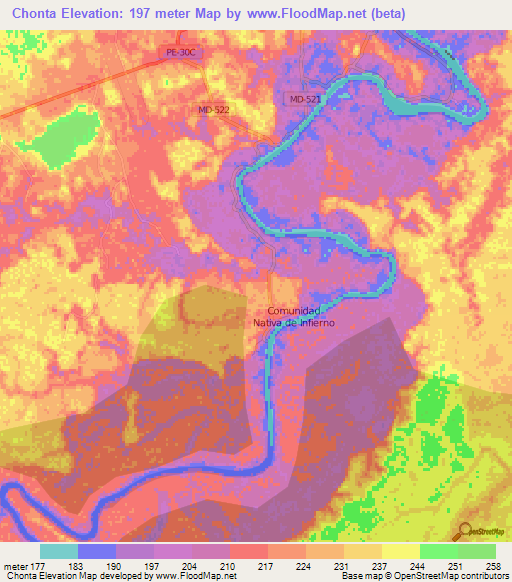 Chonta,Peru Elevation Map