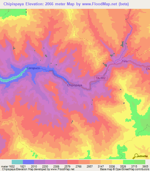 Chipispaya,Peru Elevation Map