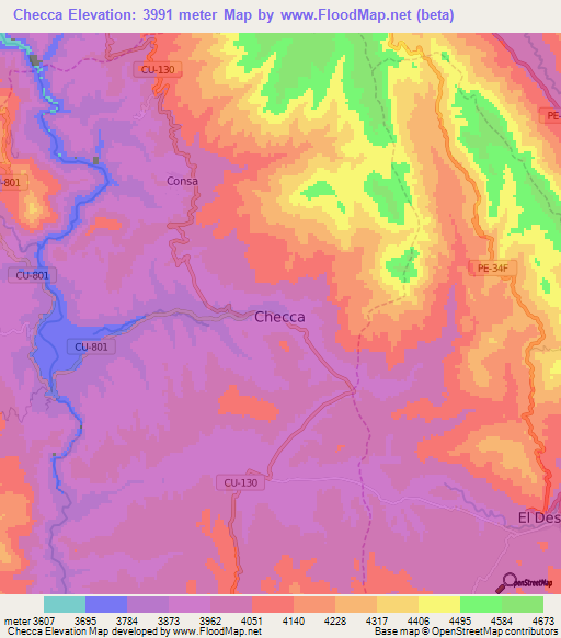 Checca,Peru Elevation Map