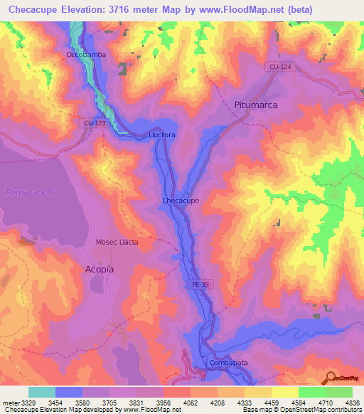 Checacupe,Peru Elevation Map