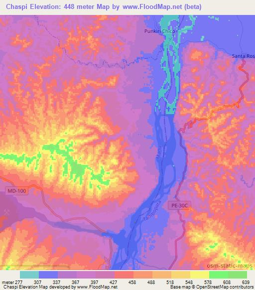 Chaspi,Peru Elevation Map