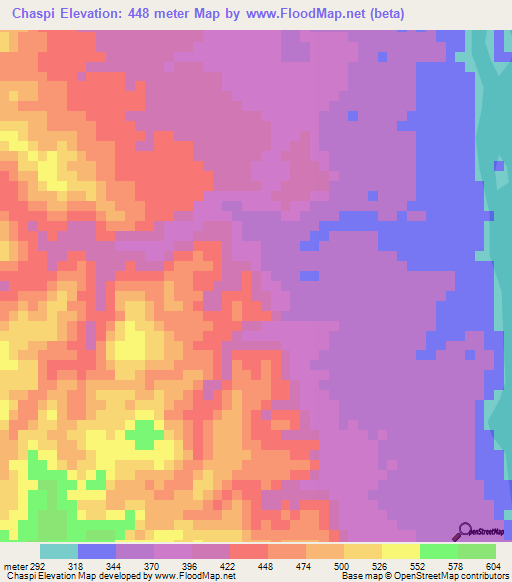 Chaspi,Peru Elevation Map