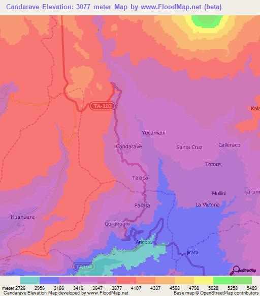 Candarave,Peru Elevation Map