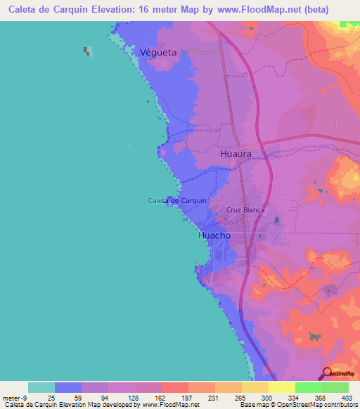 Caleta de Carquin,Peru Elevation Map