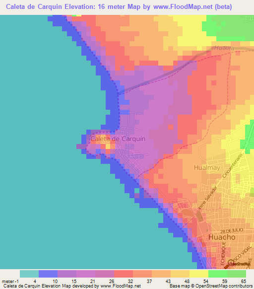 Caleta de Carquin,Peru Elevation Map