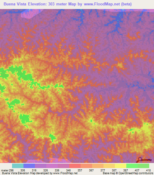 Buena Vista,Peru Elevation Map