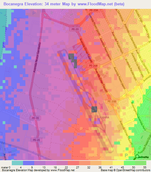 Bocanegra,Peru Elevation Map