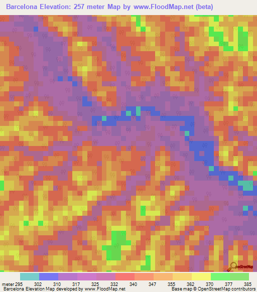 Barcelona,Peru Elevation Map