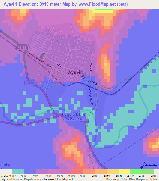 Ayaviri,Peru Elevation Map