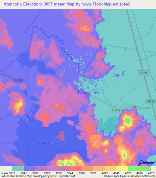 Atuncolla,Peru Elevation Map