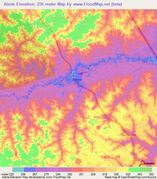 Alerta,Peru Elevation Map
