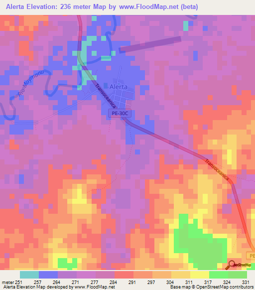 Alerta,Peru Elevation Map