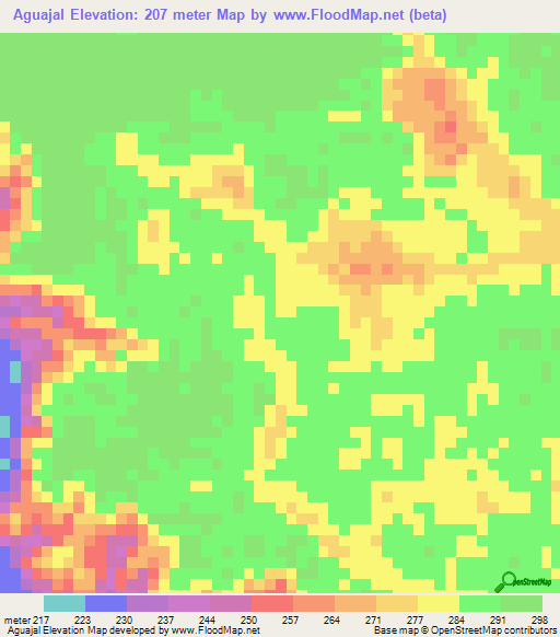Aguajal,Peru Elevation Map